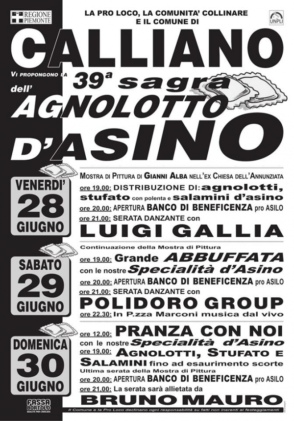 39° SAGRA DELL'AGNOLOTTO D'ASINO di CALLIANO