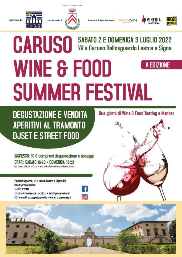5° CARUSO WINE & FOOD SUMMER FESTIVAL a LASTRA A SIGNA