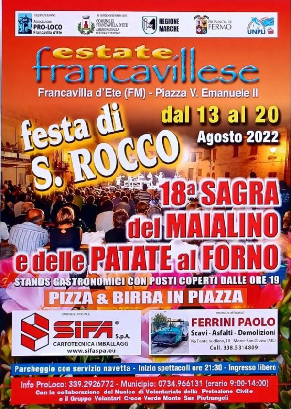 18° SAGRA DEL MAIALINO E DELLE PATATE AL FORNO - FESTA DI SAN ROCCO a FRANCAVILLA D'ETE