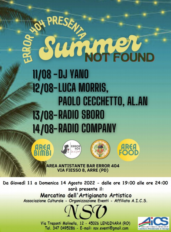 SUMMER NOT FOUND - IL MERCATINO a ARRE 2022
