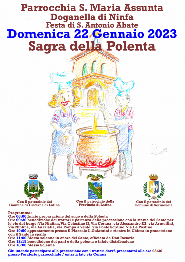 SAGRA DELLA POLENTA - FESTA DI SANT'ANTONIO ABATE a DOGANELLA DI NINFA 2023