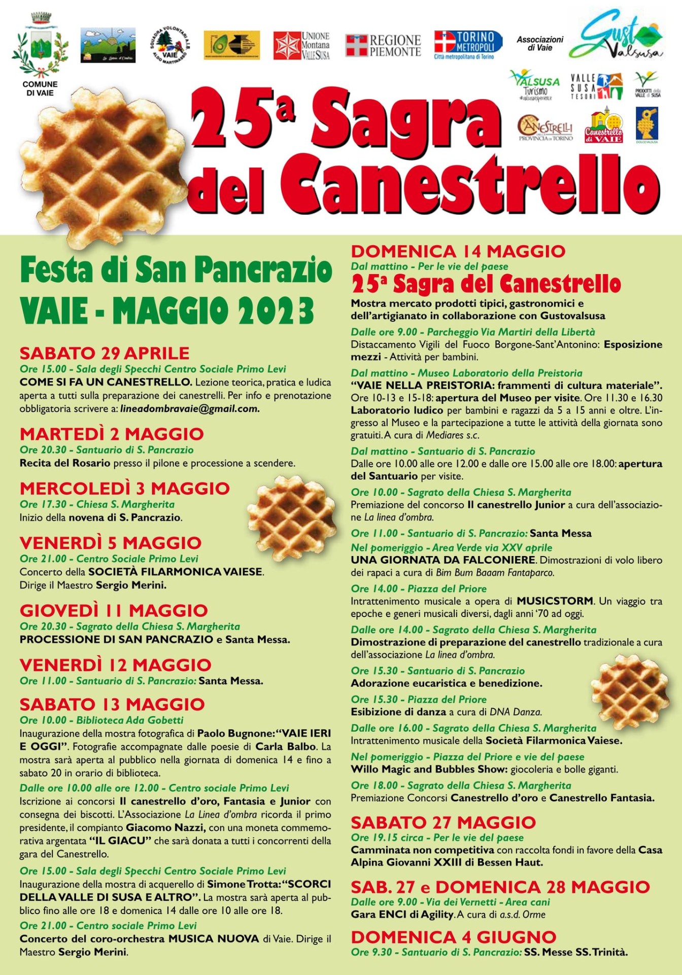 25° SAGRA DEL CANESTRELLO - FESTA DI SAN PANCRAZIO a VAIE