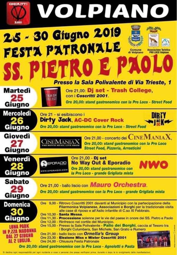 FESTA PATRONALE SS.PIETRO E PAOLO 2019 a VOLPIANO 